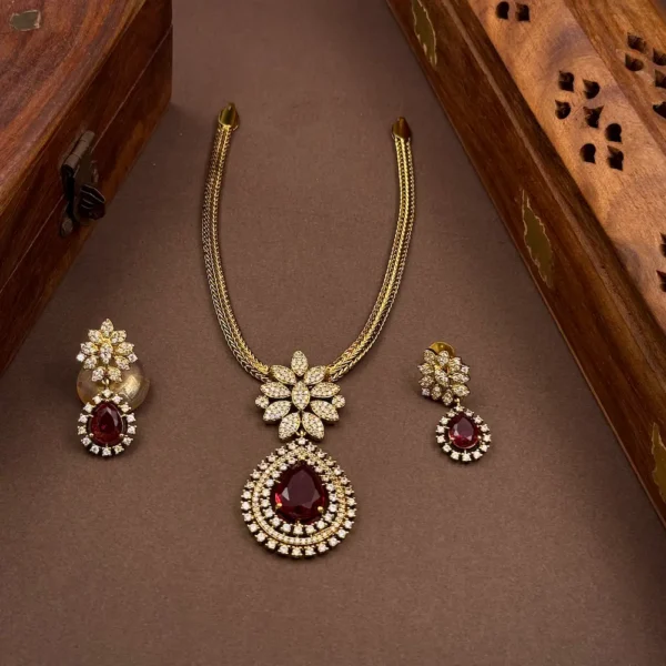 Ruby Shade Attigai Cum Neckset