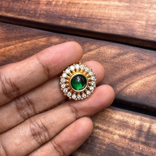 Emerald Stone Adjustable Ring