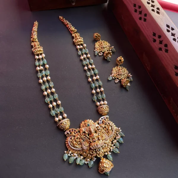 Premium Pumpkin Beads Nagas Haaram - Image 2