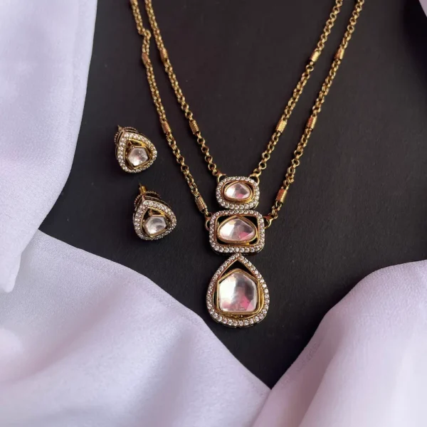 2 Layer Kundan Stone chain - Image 2