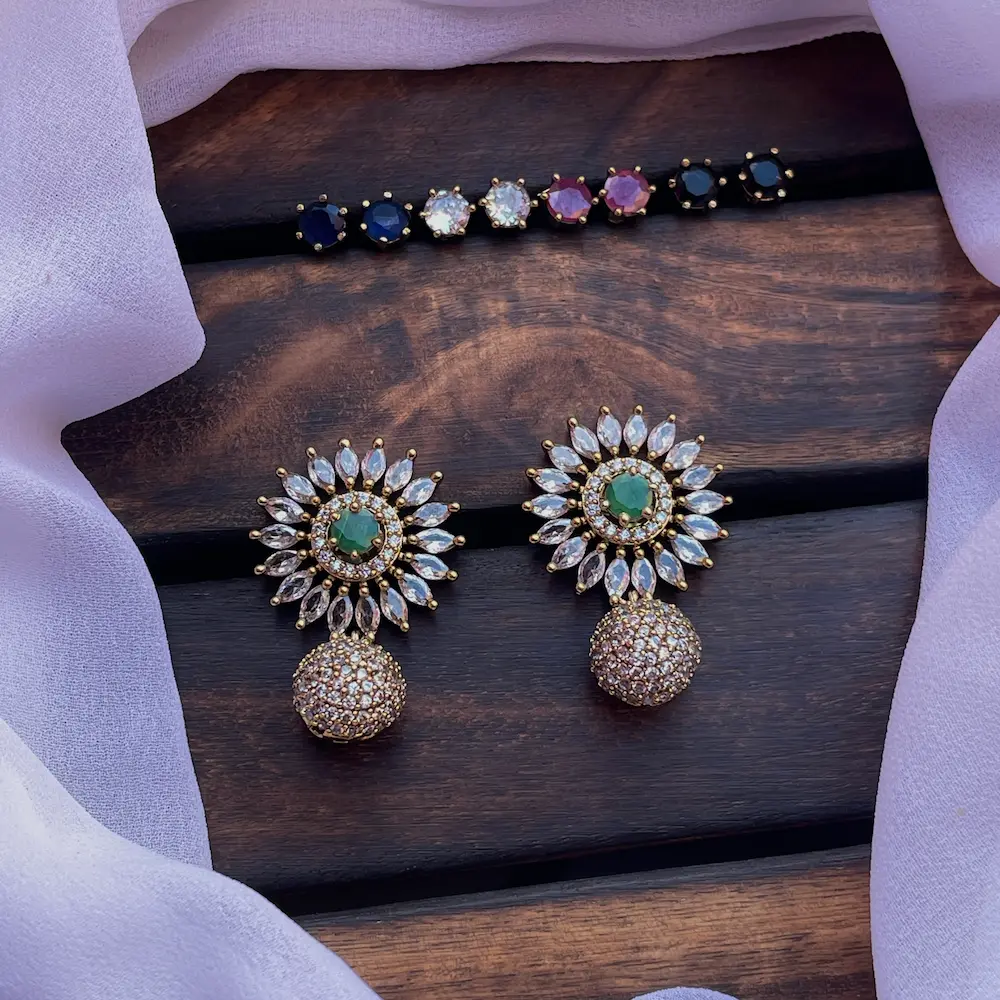 AD Stone Changeable Earrings