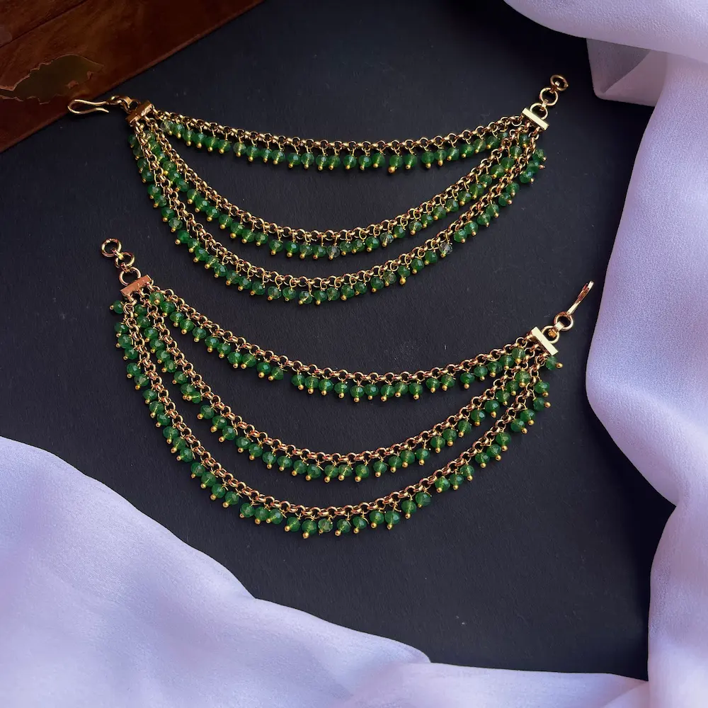 Green Crystals Ear Chain ( Maatal )