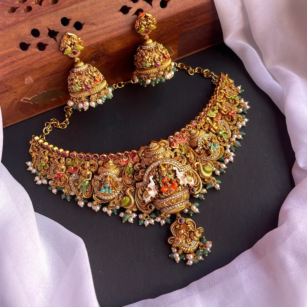 Narayani (Antique Enamel Painted Choker) - Image 2