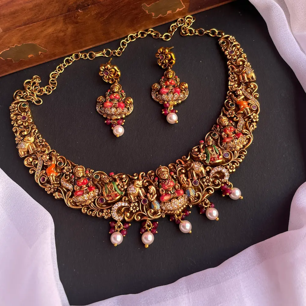 Vaidhegi (Antique Enamel Painted Neckset) - Image 2