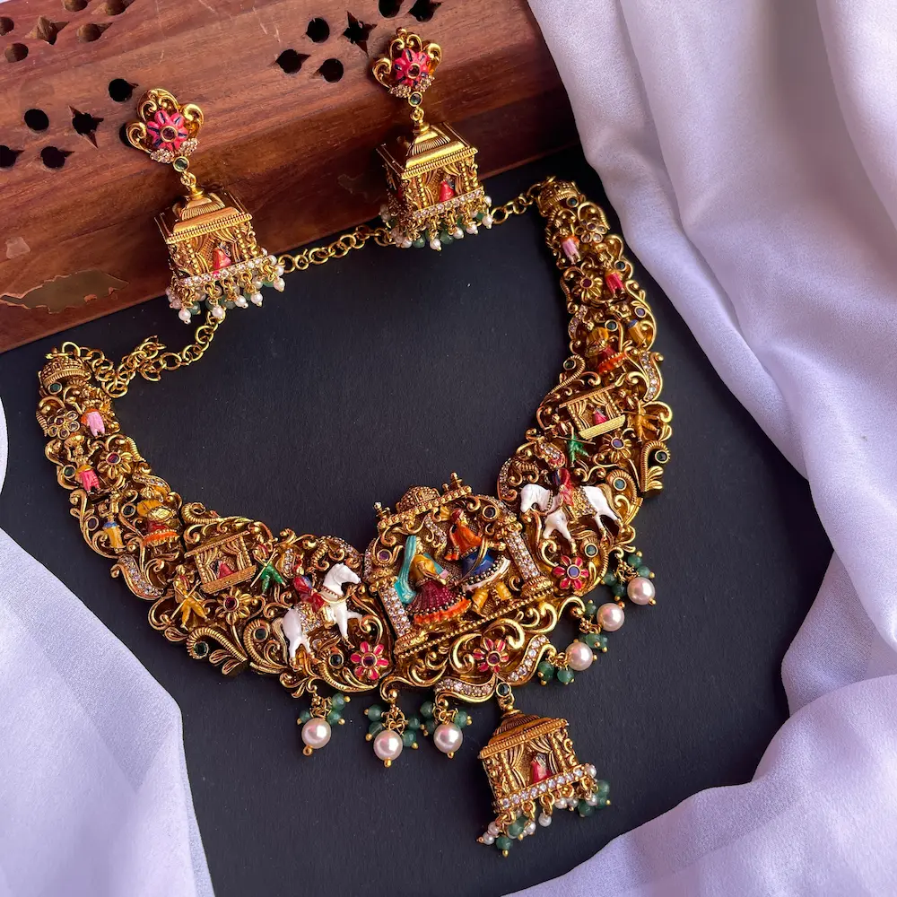 Vaibhavam (Antique Enamel Painted Neckset) - Image 2