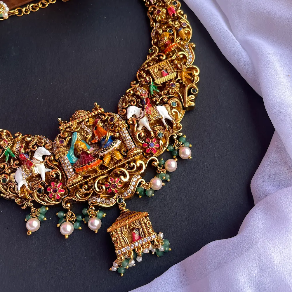 Vaibhavam (Antique Enamel Painted Neckset) - Image 6
