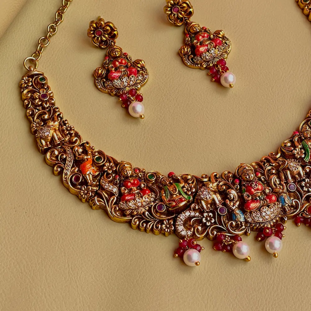 Vaidhegi (Antique Enamel Painted Neckset) - Image 3