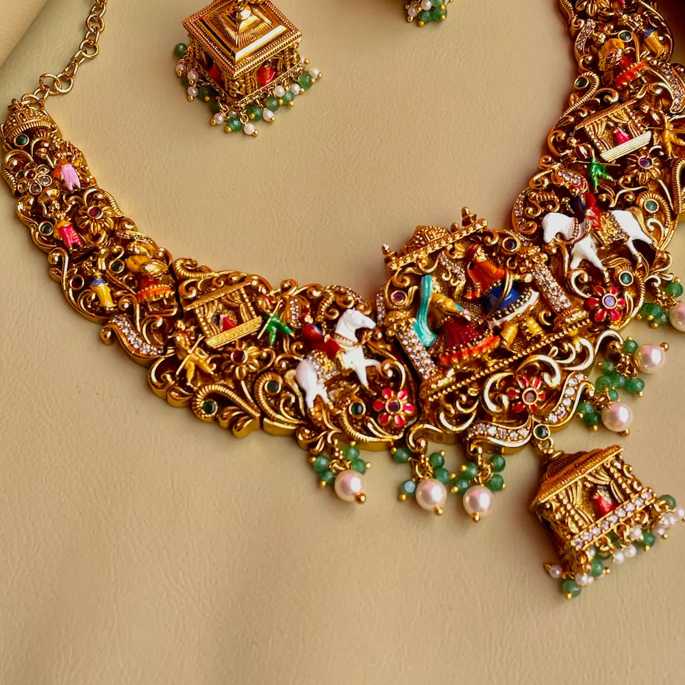 Vaibhavam (Antique Enamel Painted Neckset) - Image 3