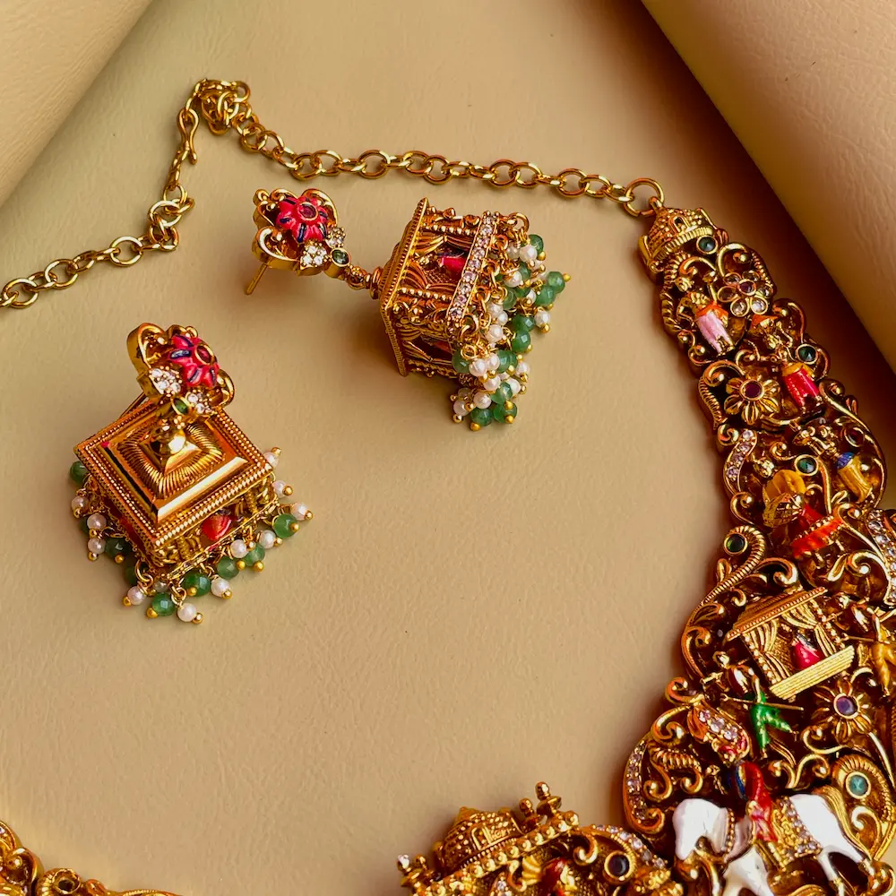 Vaibhavam (Antique Enamel Painted Neckset) - Image 4