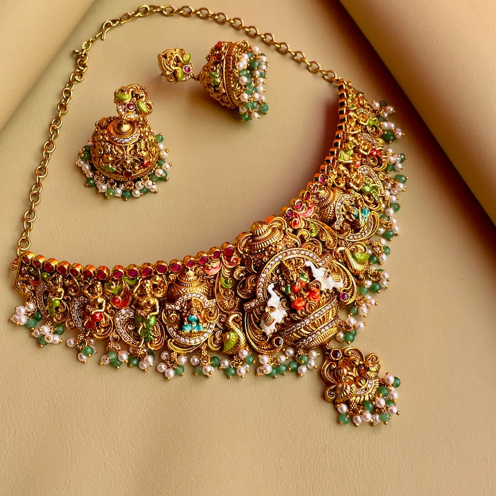 Narayani (Antique Enamel Painted Choker)