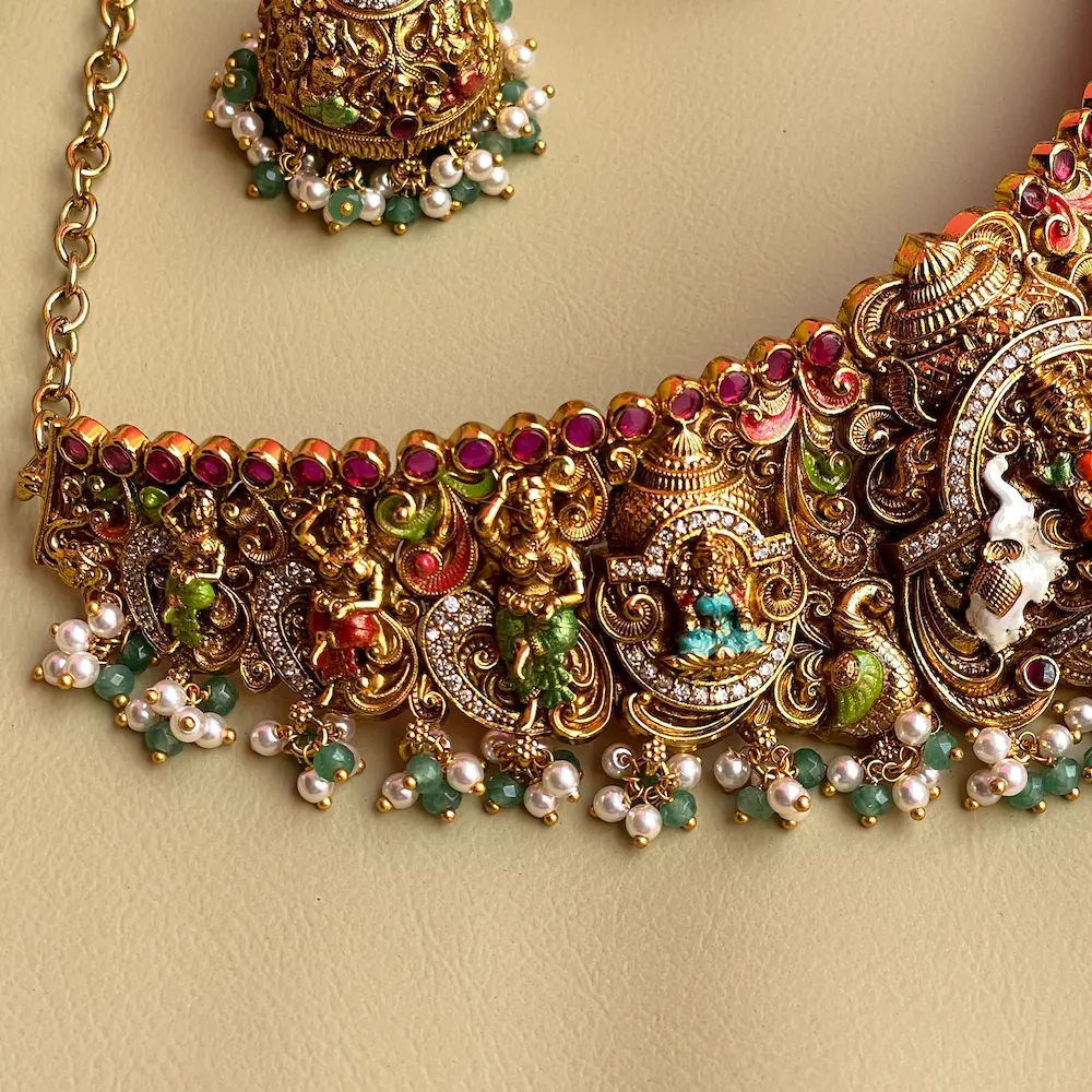 Narayani (Antique Enamel Painted Choker) - Image 4