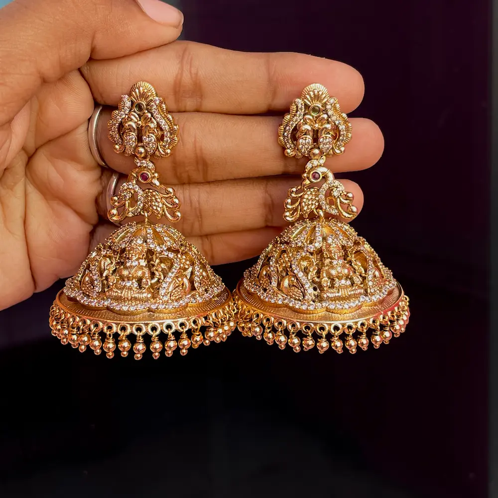 Nayanthara Inspired Heavy Bridal Antique Jumkhas