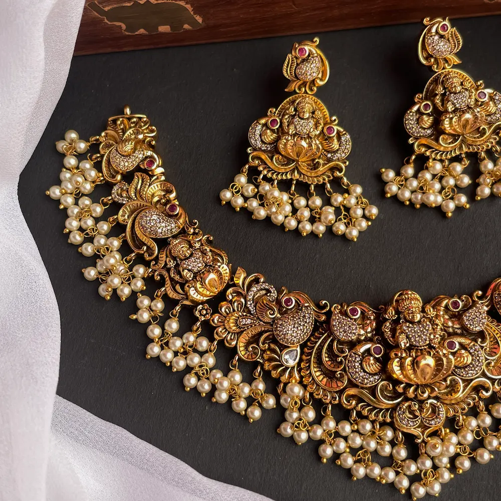 Antique Finish Nagas Guttapusalu Neckset - Image 2