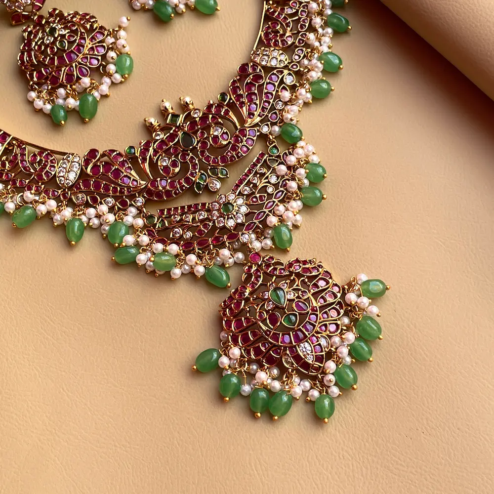 Chandhni - Maharani Vibe Kemp Set With Ad Stone & Pearl Work - Image 4