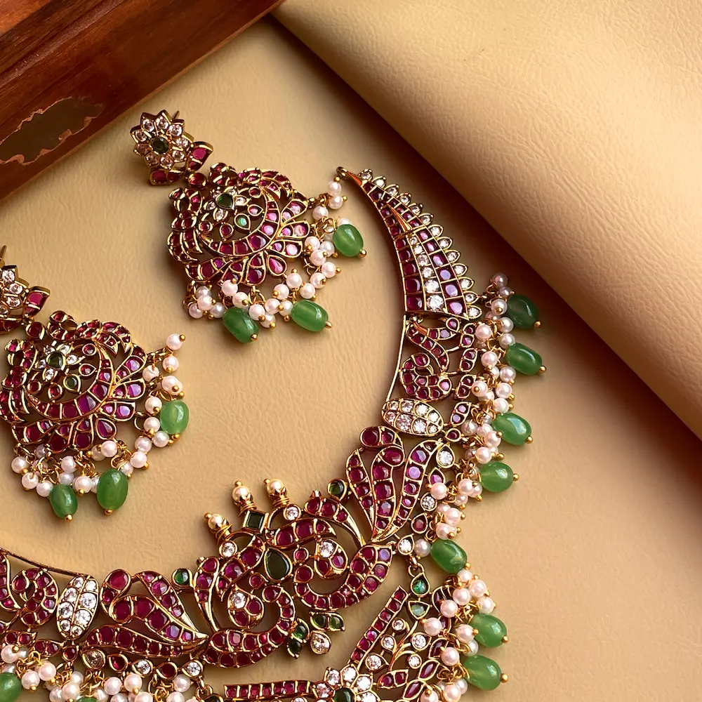 Chandhni - Maharani Vibe Kemp Set With Ad Stone & Pearl Work - Image 2