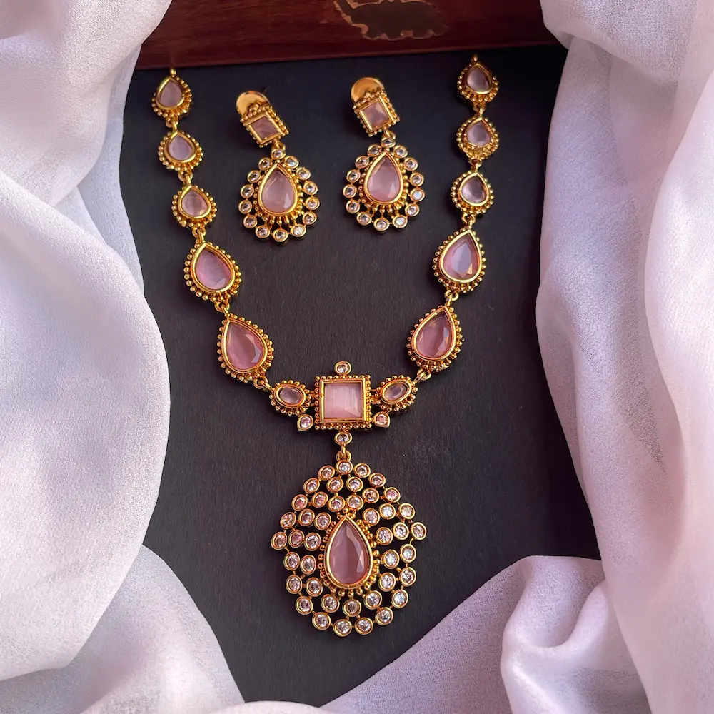 Jyothika Inspired Neckset (Version 3) (Pale Pink)