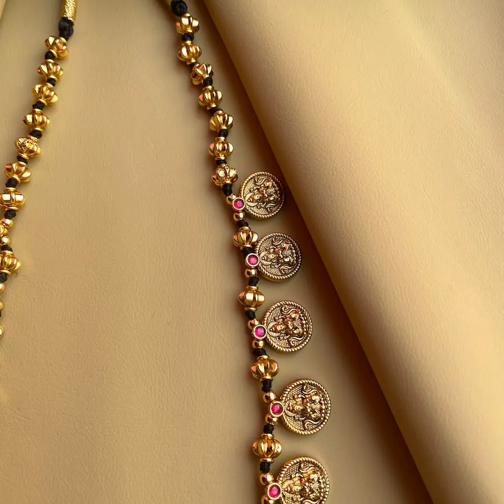 Kavi (Thread Work with Coin and Gold Balls Work Haaram in Antique Finish) - Image 4