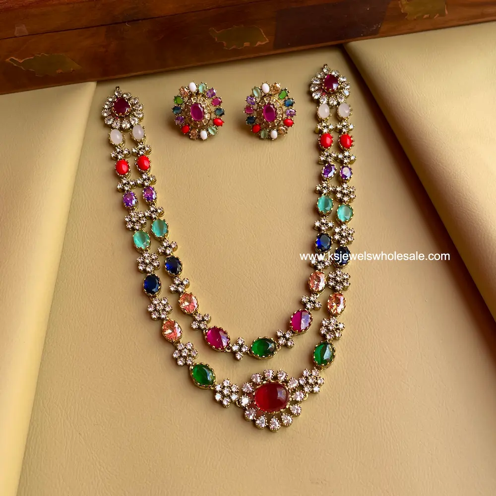 Navarathna 2 Layer Neckset - Image 2