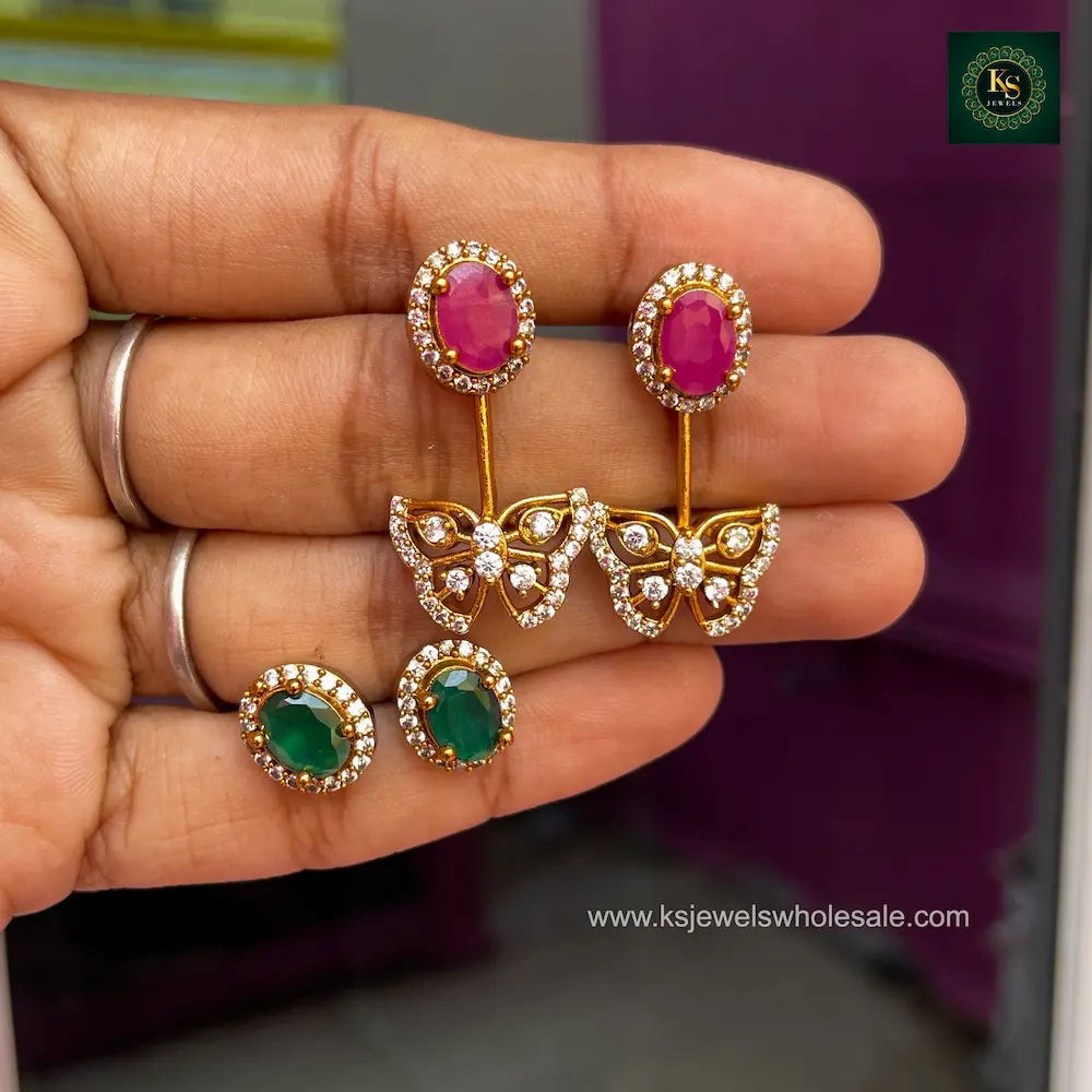 Changeable Stone Butterfly Earrings