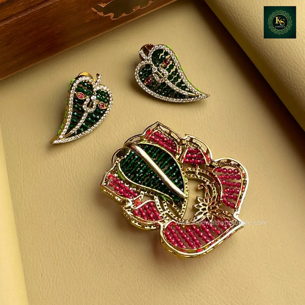 Lord Ganesha Pendent With Earrings - Image 2